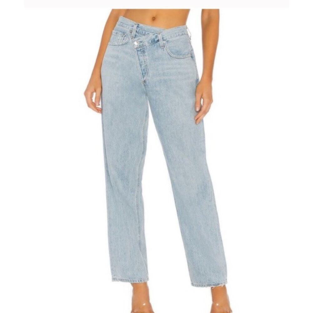 Agolde Criss Cross Upsized Jean High Rise Cross Front Straight Leg Size 25 2661 - Picture 2 of 12